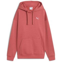 Bluza damska Puma ESS Relaxed Hoodie FL. Czerwone bluzy damskie Puma, bez wzorów, bez kaptura. Za 168.99 zł.