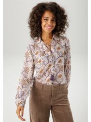 Aniston Bluzka w kolorze kremowo-karmelowym rozmiar: 42. Brązowe bluzki damskie Aniston, bez wzorów, bez kołnierzyka, bez ramiączek. Za 82.99 zł.