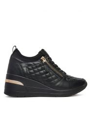 DeeZee Sneakersy AM1108 Czarny. Czarne obuwie sportowe damskie DeeZee, ze skóry, bez zapięcia. Za 199.99 zł.