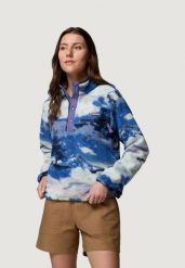 Damska krótka bluza Columbia Helvetia™ II z nadrukiem, rozpinana na zatrzaski. Fioletowe bluzy damskie Columbia, xs, bez wzorów, z polaru, z kapturem. Za 364.65 zł.