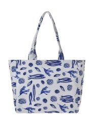 BLE Shopper bag w kolorze biało-niebieskim - 42 x 35 x 20 cm rozmiar: onesize. Białe shopper bag BLE, bez wzorów, z materiału, na ramię, bez dodatków. Za 55.95 zł.