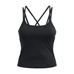 Koszulka fitness damska Under Armour Meridian Fitted Tank. Czarne bluzki damskie Under Armour, l, bez wzorów, bez kołnierzyka, bez ramiączek. Za 139.99 zł.