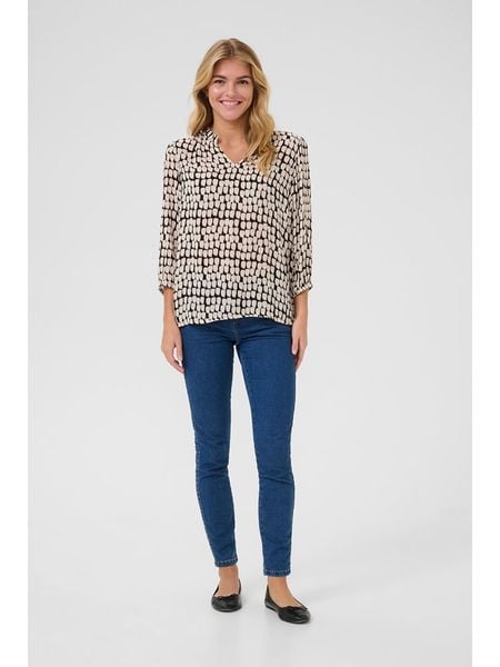 Kaffe Bluzka w kolorze czarno-kremowym rozmiar: 40. Brązowe bluzki damskie Kaffe, s, bez wzorów, z wiskozy, klasyczne, bez kołnierzyka, bez ramiączek. Za 83.62 zł.