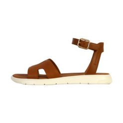 Sandały damskie Geox Dandra. Brązowe sandały damskie Geox, bez wzorów, bez obcasa, bez zapięcia. Za 368.65 zł.