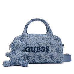 Torebka Guess. Niebieskie kuferki damskie Guess, z aplikacjami, bez dodatków. Za 344.99 zł.