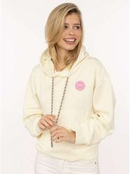 Zwillingsherz Bluza "Good Vibes Only Patch" w kolorze kremowym rozmiar: S/M. Brązowe bluzy damskie Zwillingsherz, m, bez wzorów, z kapturem. Za 166.10 zł.