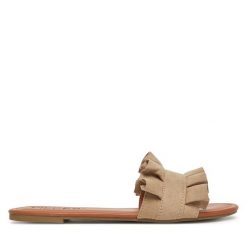 Klapki Pieces. Brązowe klapki damskie Pieces, bez wzorów, bez obcasa, bez zapięcia. Za 109.99 zł.