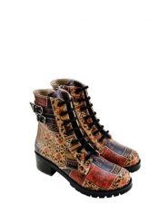 Goby Botki w kolorze brązowym ze wzorem rozmiar: 39. Brązowe botki damskie Goby, z materiału, z okrągłym noskiem, bez obcasa, bez zapięcia. Za 304.99 zł.