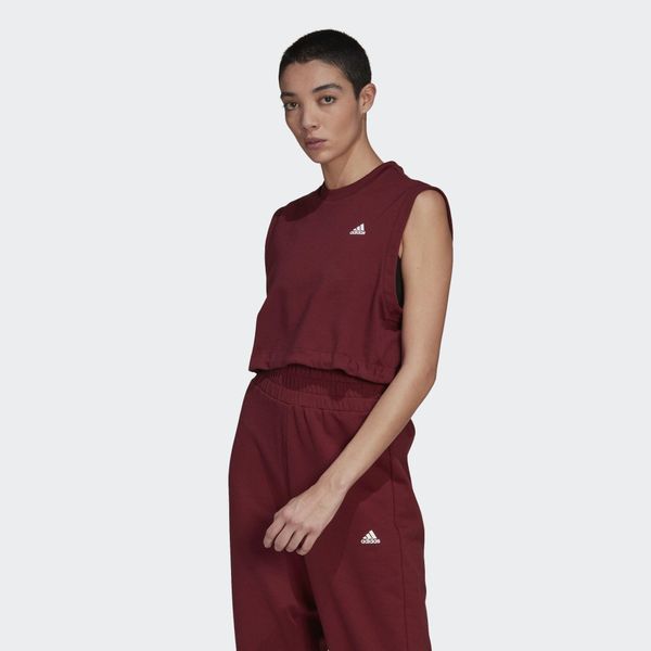 Koszulka damska Adidas Move Studio krótka top bordowa. Czerwone bluzki damskie Adidas, xs, bez wzorów, z bawełny, bez kołnierzyka, bez ramiączek. W wyprzedaży za 86.00 zł.