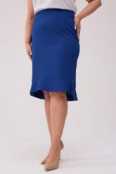 Elegancka ołówkowa spódnica Amelia w szafirowym kolorze PLUS SIZE XXL OVERSIZE WIOSNA. Niebieskie spódnice damskie Moda Size Plus Iwanek, na spotkanie biznesowe, na wiosnę, plus size, bez wzorów, z elastanu, eleganckie, mini. Za 219.90 zł.