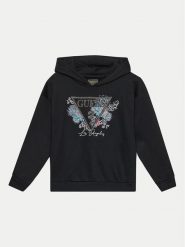 Guess Bluza J4YQ09 KAX74 Czarny Regular Fit. Czarne bluzy dziewczęce Guess, z aplikacjami, z bawełny, bez ramiączek, bez kaptura. Za 129.99 zł.