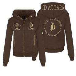 Bluza z zamkiem JD ATTACK Harriet. Brązowe bluzy damskie JD ATTACK, l, bez wzorów, z bawełny, bez kaptura. Za 229.00 zł.