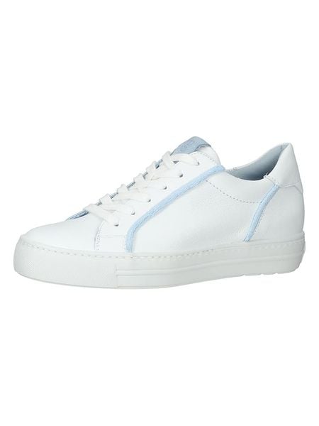 Paul Green Skórzane sneakersy w kolorze biało-błękitnym rozmiar: 40. Białe obuwie sportowe damskie Paul Green, bez zapięcia. Za 253.54 zł.