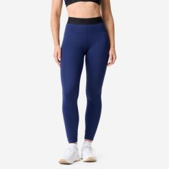 Legginsy fitness damskie Domyos. Niebieskie legginsy damskie DOMYOS, l, bez wzorów, z elastanu. Za 119.99 zł.