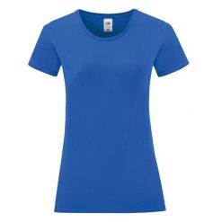 Koszulka Damska Iconic 150. Niebieskie bluzki damskie Fruit of the Loom, m, bez wzorów, sportowe, bez kołnierzyka, bez ramiączek. Za 28.99 zł.