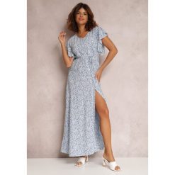 Niebieska Sukienka Thelliopis. Niebieskie sukienki damskie Renee, bez wzorów, boho, bez ramiączek. W wyprzedaży za 62.99 zł.
