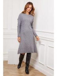 So Cachemire Sukienka dzianinowa "Groland" w kolorze szarym rozmiar: M. Szare sukienki damskie So Cachemire, bez wzorów, z dzianiny, bez ramiączek. Za 193.70 zł.