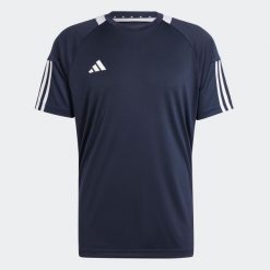 Koszulka do piłki nożnej ADIDAS Sereno. Niebieskie bluzki damskie Adidas, m, bez wzorów, bez kołnierzyka, bez ramiączek. W wyprzedaży za 79.99 zł.