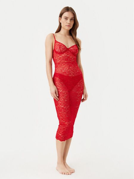 Guess Koszula nocna O5RK00 KBGT0 Czerwony Regular Fit. Czerwone koszule nocne i halki Guess, z aplikacjami, z syntetyku, bez ramiączek. Za 209.99 zł.