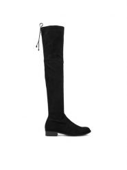 Stuart Weitzman Muszkieterki Lowland Czarny. Czarne kozaki damskie Stuart Weitzman, ze skóry, bez obcasa, na płaskiej podeszwie, bez zapięcia. Za 4,379.00 zł.