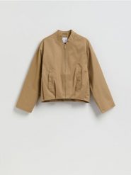 Kurtka ze stójką - brązowy. Brązowe kurtki damskie Reserved, l, bez wzorów, z bawełny, bez kaptura. Za 179.99 zł.