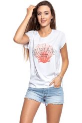 MUSTANG T SHIRT DAMSKI Alina C Foilprint 1009473 2045. Białe t-shirty damskie Mustang, s, bez wzorów, bez kołnierzyka. Za 69.99 zł.