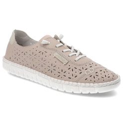 Różowe Półbuty Rieker Wygodne Obuwie Damskie. Czerwone półbuty damskie Rieker, w ażurowe wzory, bez obcasa, na płaskiej podeszwie, bez zapięcia. Za 319.00 zł.