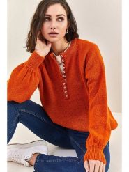 Bianco Lucci Sweter w kolorze pomarańczowym rozmiar: onesize. Pomarańczowe swetry klasyczne damskie Bianco Lucci, bez kołnierzyka. Za 78.99 zł.