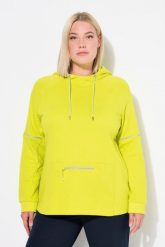 Damskie Bluza z kapturem odblaskowe lamówki kaptur kieszeń na zamek. Zielone bluzy damskie Ulla Popken, plus size, bez wzorów, z bawełny, z kapturem. Za 279.99 zł.