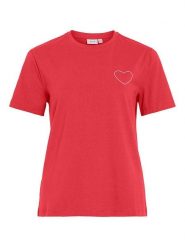 Vila Koszulka "Vinora" w kolorze różowym rozmiar: M. Różowe bluzki damskie Vila, m, bez wzorów, z bawełny, bez kołnierzyka, bez ramiączek. Za 57.33 zł.