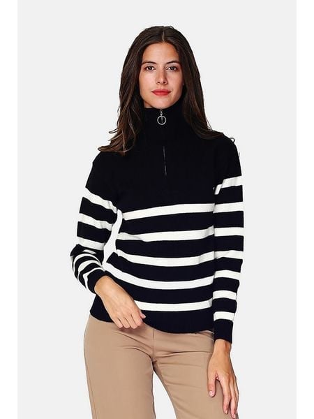 William de Faye Sweter w kolorze czarno-białym rozmiar: 38. Czarne swetry klasyczne damskie William de Faye, bez kołnierzyka. Za 130.99 zł.