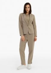 Spodnie z prostą nogawką R-SAMI. Czarne spodnie materiałowe damskie Volcano, bez wzorów, z bawełny, krótkie. Za 169.99 zł.