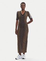 Adidas Sukienka codzienna Leopard JW2773 Brązowy Slim Fit. Brązowe sukienki damskie Adidas, bez wzorów, z bawełny, bez ramiączek. Za 279.99 zł.