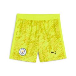 Młodzieżowe szorty bramkarskie Manchester City 25/26 PUMA. Żółta spodenki sportowe damskie Puma, m, bez wzorów, z tkaniny, do piłki nożnej. W wyprzedaży za 119.00 zł.