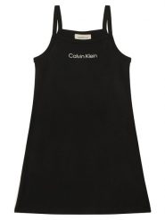 Calvin Klein Sukienka letnia Skater LVCKSJH08G Czarny Regular Fit. Czarne sukienki dziewczęce Calvin Klein, bez wzorów, z syntetyku, bez ramiączek, proste. Za 189.99 zł.
