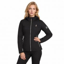 Kurtka softshell damska BELLE wodoodporna. Czarne kurtki damskie Aulp, l, bez wzorów, z elastanu, bez kaptura. Za 719.99 zł.