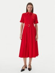 LOLA CASADEMUNT Sukienka koszulowa LS2616089 Czerwony Regular Fit. Czerwone sukienki damskie LOLA CASADEMUNT, bez wzorów, z bawełny, bez ramiączek. Za 838.99 zł.