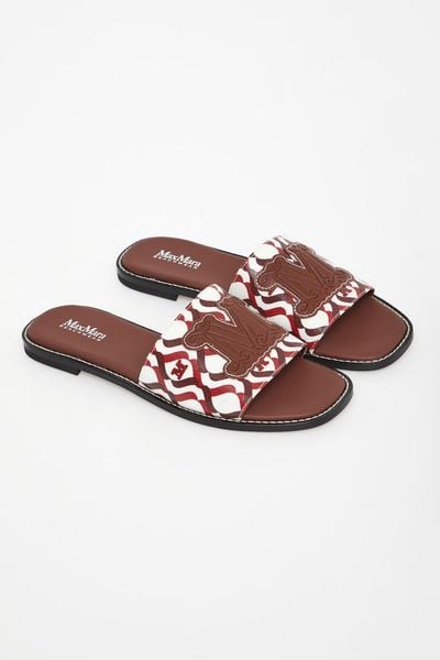 Klapki damskie skórzane Dovere MAX MARA BEACHWEAR. Klapki damskie Max Mara Beachwear, bez wzorów, bez obcasa, bez zapięcia. Za 979.00 zł.