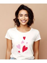 WOOOP Koszulka "Hearts" w kolorze białym rozmiar: L. Białe bluzki damskie Wooop, l, bez wzorów, z bawełny, bez kołnierzyka, bez ramiączek. Za 56.99 zł.