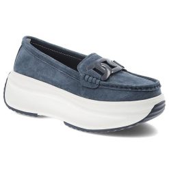 Granatowe Półbuty Filippo Wsuwane Buty Damskie Na Platformie. Niebieskie półbuty damskie Filippo, bez wzorów, z jeansu, bez obcasa, na platformie, bez zapięcia. Za 161.99 zł.
