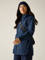 Regatta Kurtka przeciwdeszczowa "Hamara IV" w kolorze granatowym rozmiar: 36. Niebieskie kurtki sportowe damskie Regatta, m, bez wzorów, bez kaptura. Za 146.28 zł.