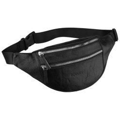 Czarna, skórzana saszetka damska zamykana na suwak Rovicky R-3006-CLB. Czarne nerki i saszetki damskie ROVICKY, bez wzorów, ze skóry. Za 69.99 zł.