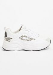 Sneakersy Fila chunky, ze wstawką ze wzorem w panterkę. Białe obuwie sportowe treningowe bonprix, ze skóry. Za 319.99 zł.
