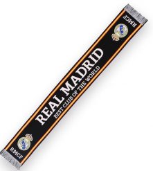 Szalik Realu Madryt - licencjonowany 140 cm x 20 cm. Czarne szaliki damskie REAL MADRID, bez wzorów, z materiału. Za 89.00 zł.