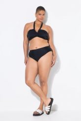 Damskie Figi od bikini wysoki stan. Czarne figi Ulla Popken, bez wzorów, z elastanu. Za 91.99 zł.