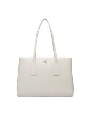 Calvin Klein Torebka Ck Medium Work Tote LV04F3442G Beżowy jasny. Brązowe shopper bag Calvin Klein, bez wzorów, ze skóry, bez dodatków. Za 649.99 zł.