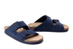 DR. BRINKMANN 701007-05 blau, klapki damskie. Niebieskie klapki damskie Dr. Brinkmann, bez wzorów, ze skóry, bez obcasa, bez zapięcia. Za 246.42 zł.