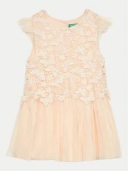 United Colors Of Benetton Sukienka codzienna 40WMGV01R Różowy Regular Fit. Czerwone sukienki dziewczęce United Colors Of Benetton, bez wzorów, z syntetyku, bez ramiączek, proste. Za 109.99 zł.