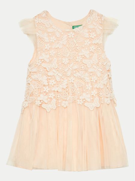 United Colors Of Benetton Sukienka codzienna 40WMGV01R Różowy Regular Fit. Czerwone sukienki dziewczęce United Colors Of Benetton, bez wzorów, z syntetyku, bez ramiączek, proste. Za 99.99 zł.