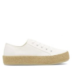 Espadryle DeeZee. Białe espadryle damskie DeeZee, bez wzorów, bez obcasa. Za 99.99 zł.